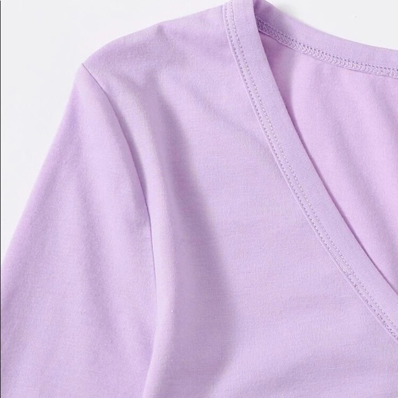 Shein Solid Purple Crop Top with Button Up Detail - Picture 5 of 11